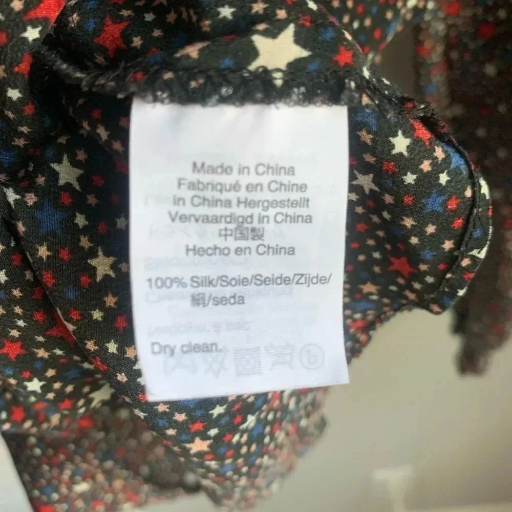 Madewell Silk Ruffle-Hem Wrap Top in Starry Night